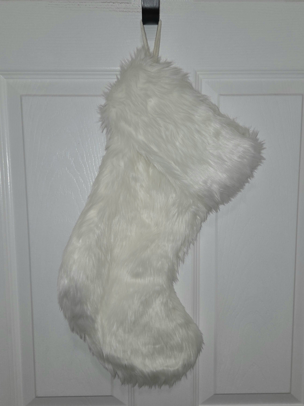 Wondershop Christmas Stocking White Faux Fur Plush Holiday Decor 18"